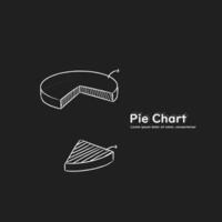 hand-drawn image of a 3d pie chart cut out and its parts vector