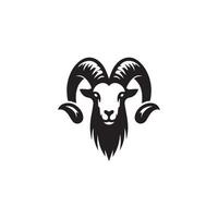 Goat head black and white logo design template vector