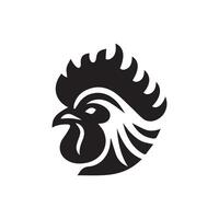 sencillo negro pollo cabeza logo, pollo icono vector