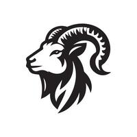 Goat head black and white logo design template vector