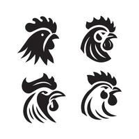 sencillo negro pollo cabeza logo, pollo icono vector