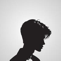 Young men profile silhouettes. Vector heads, man dark sketch portraits, human teenager person face profiles