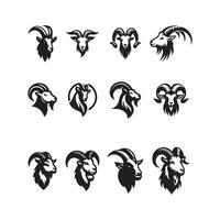 Goat head black and white logo design template vector