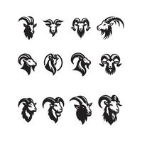 Goat head black and white logo design template vector