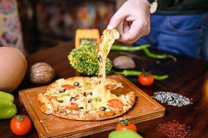 Freshly Cooked Meal on Rustic Wooden Table photo