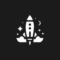 Rocket launch logo vector template. Creative rocket flight startup fly launch vector logo design