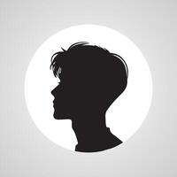 Young men profile silhouettes. Vector heads, man dark sketch portraits, human teenager person face profiles