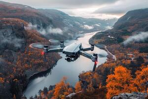 AI generated drone flying in the sky professional photography photo