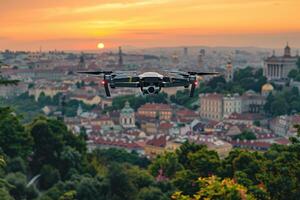 AI generated drone flying in the sky professional photography photo