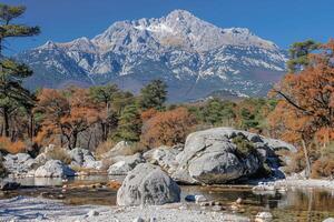 ai generado hermosa naturaleza montaña paisaje profesional fotografía foto