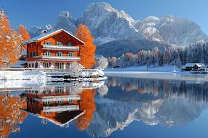 ai generado hermosa naturaleza montaña paisaje profesional fotografía foto