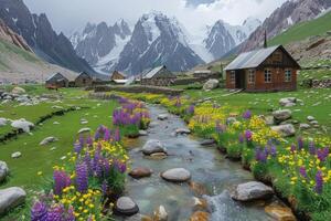 ai generado hermosa naturaleza montaña paisaje profesional fotografía foto