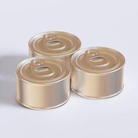 White blank tin can gold metal Tin Can with key, canned Food. Isolated with clipping path.  for mockup collection photo