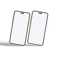 High quality realistic frame smartphone with blank white screen. Mockup phone for visual ui app demonstration. photo