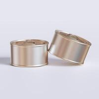 White blank tin can gold metal Tin Can with key, canned Food. Isolated with clipping path.  for mockup collection photo