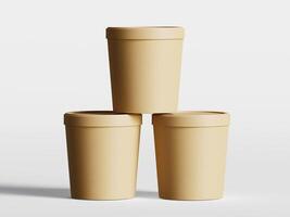 Round paper food packaging box, paper food container, 3d rendering, 3d illustration photo