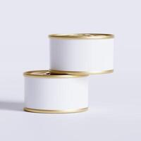 White blank tin can gold metal Tin Can with key, canned Food. Isolated with clipping path.  for mockup collection photo