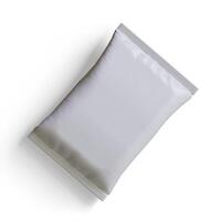 Pouch packaging white color, realistic 3D illustration photo