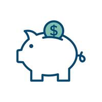 cerdito banco icono vector diseño modelo en blanco antecedentes