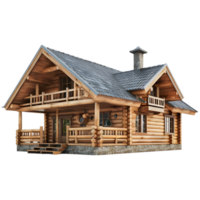 AI generated 3D Rendering of a Wooden House on Transparent Background - Ai Generated png