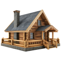 AI generated 3D Rendering of a Wooden House on Transparent Background - Ai Generated png