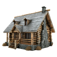 AI generated 3D Rendering of a Wooden House on Transparent Background - Ai Generated png