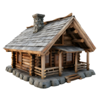 AI generated 3D Rendering of a Wooden House on Transparent Background - Ai Generated png