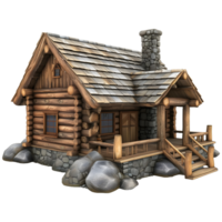 AI generated 3D Rendering of a Wooden House on Transparent Background - Ai Generated png