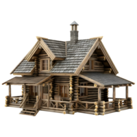 ai generado 3d representación de un de madera casa en transparente antecedentes - ai generado png
