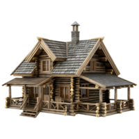 AI generated 3D Rendering of a Wooden House on Transparent Background - Ai Generated png