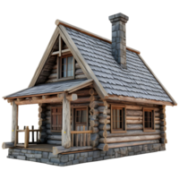 AI generated 3D Rendering of a Wooden House on Transparent Background - Ai Generated png