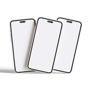 High quality realistic frame smartphone with blank white screen. Mockup phone for visual ui app demonstration. photo