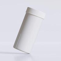 3D rendering of set for medical pill bottles white color realistic texture photo