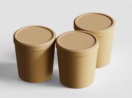 Round paper food packaging box, paper food container, 3d rendering, 3d illustration photo