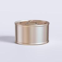 White blank tin can gold metal Tin Can with key, canned Food. Isolated with clipping path.  for mockup collection photo