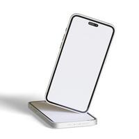 High quality realistic frame smartphone with blank white screen. Mockup phone for visual ui app demonstration. photo