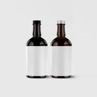 Beer Bottle Mock Up with Blank Label white color and realistic render. Beer bottle isolated on white background 3D Rendering illustration photo