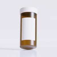 3d representación de un conjunto de vacío etiquetado médico píldora botellas marrón color y realista textura foto