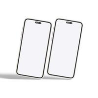 High quality realistic frame smartphone with blank white screen. Mockup phone for visual ui app demonstration. photo