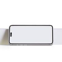 alto calidad realista marco teléfono inteligente con blanco blanco pantalla. Bosquejo teléfono para visual ui aplicación demostración. foto
