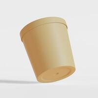 Round paper food packaging box, paper food container, 3d rendering, 3d illustration photo
