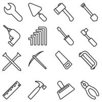herramientas icono vector colocar. inventario ilustración firmar recopilación. reparar símbolo o logo.