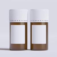 frasco de pastillas con blanco etiqueta, aislado en blanco antecedentes. cerrado medicina botella aislado en blanco antecedentes 3d ilustración foto