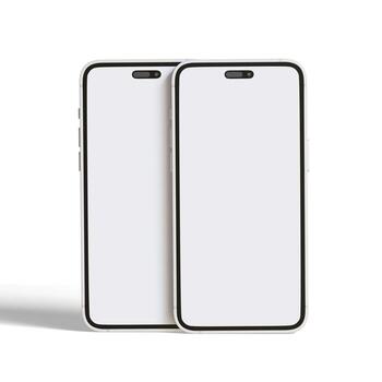 High quality realistic frame smartphone with blank white screen. Mockup phone for visual ui app demonstration. photo