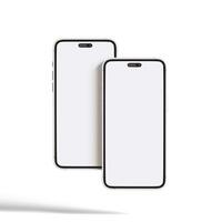 High quality realistic frame smartphone with blank white screen. Mockup phone for visual ui app demonstration. photo