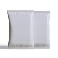 Pouch packaging white color, realistic 3D illustration photo