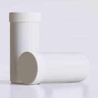 3D rendering of set for medical pill bottles white color realistic texture photo