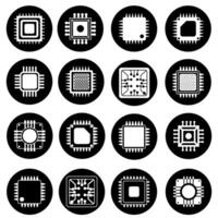 Microchip vector icons set. CPU illustration symbol collection. core icon or sign.