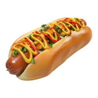 AI generated 3D Rendering of a Tasty Hotdog on Transparent Background - Ai Generated png