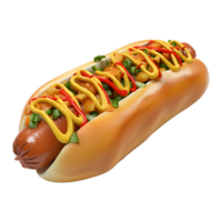 ai gerado 3d Renderização do uma saboroso cachorro quente em transparente fundo - ai gerado png